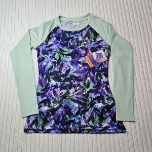 Reel Legends Women's Green and Purple Long Sleeve Shirt